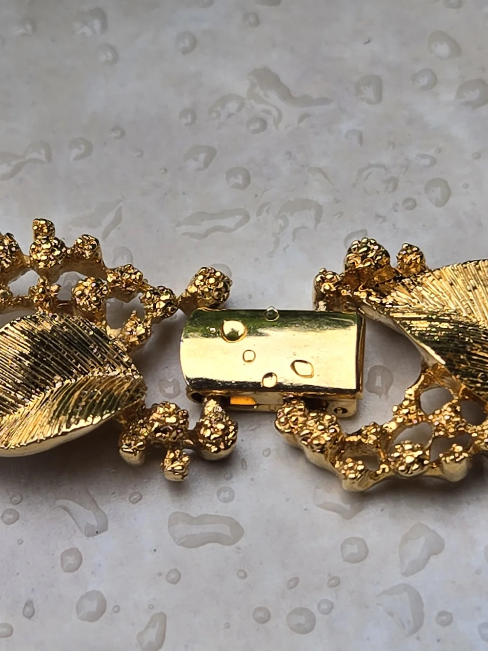 Napier Gold Floral Link Necklace Pink Green Enamel But